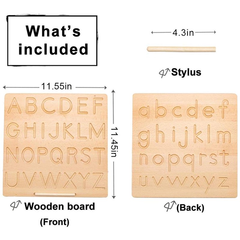 Wooden Alphabet Number Tracing Board Writing Practice Learning Board Educational