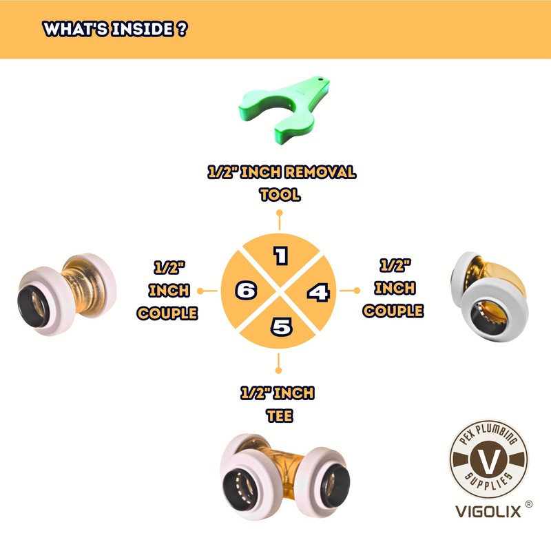 Vigolix Push Fit Fittings 1/2" inch - Plastic Quick Connect