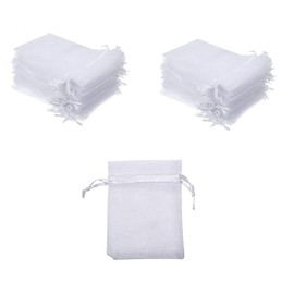 EXFEA 100pcs Fabric Gift Bags Wedding Gift Bags White Organza