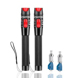 FYBOPTWU - 2pc Fiber Optic Visual Fault Locator VFL Fiber Optic Cable Tester with 2pcs Singlemode 9/125um FC Male to LC Female Adapter, Red Switch (Mode Number: VFL-50)