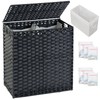 SETVSON Laundry Hamper with Lid Wicker Laundry Basket 112L, Black