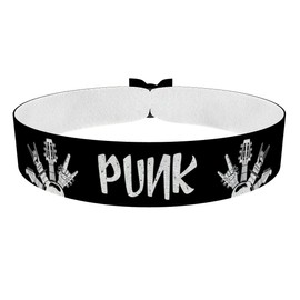 Punk Schwarz Stoffarmband - Wasserfestes Satinarmband - Langlebiges Unisex Armband - Trendiges Fashion-Armband - Gothic & Punk-Stil - Casual Accessoire für Festivals & Partys