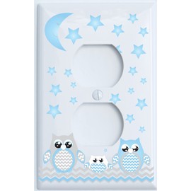 Grey and Blue Owl Outlet Cover/Owl Nursery Decor