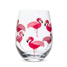 Abbott Collection 27-FLAMINGO-SG 27 SG Flamingo Stemless Goblet, 4" H (14 oz.), 4" high, Clear and Pink