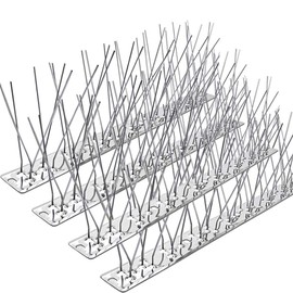 PANGCH Bird Spikes,Stainless Steel Bird Spikes Metal Bird Spikes Fence Spikes Easy to Install - 17 Strips 18.41 Feet Coverage
