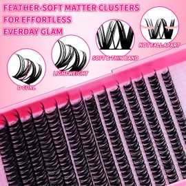 Flora Lash Clusters Hybrid Volume Wispy Cluster Lashes WideSpan DIY Eyelash Extension Cat Eye Lashes Individual Eyelash Clusters Invisible Lash Band(Flora,8-18mm)