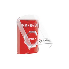SS2025EM-EN STI Red Indoor Only Flush or Surface Momentary (Illuminated) Stopper Station with EMERGENCY Label English