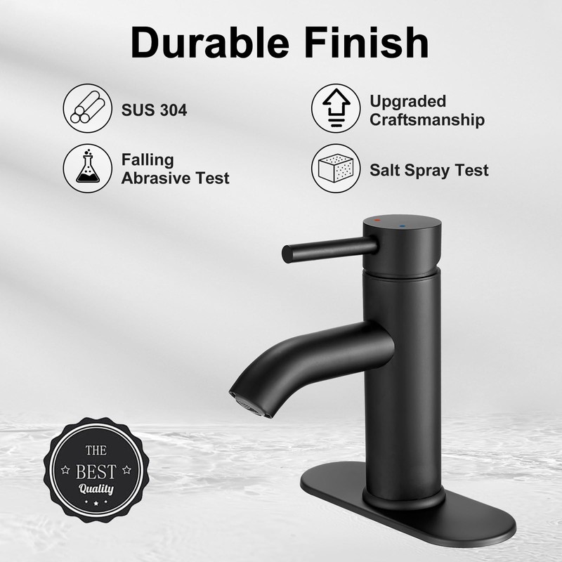 VOTON Black Bathroom Faucet Single Handle Matte Black Bathroom Sink