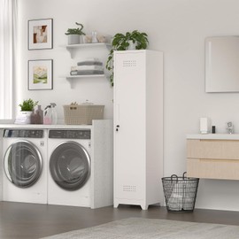 STEELIST Slim Broom Storage Cabinets, Metal Cabinet with Shelves and Hanging Rod, 65" Utility Storage Cabinet with Locking Door, Tall Cleaning Cabinets for Kitchen, Pantry, Office, Shop, Garage