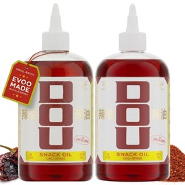 DOU by Uncle Chen Chili Oil - Gluten Free Hot Chili Sauce Alternative | Vegan Spicy Asian Oil for Drizzling, Cooking, Dipping | Made with Extra Virgin Olive Oil | Pure Chili Oil (No Crisps) | 60-Year Heritage Recipe | (2-Pack, 32oz Total)