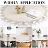 URROMA Linen Round Doily,90cm/35.43" Beige Table Cover Coffee Table Dustproof