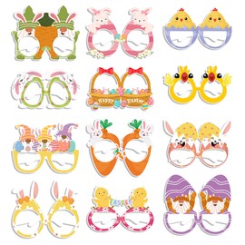 12 Pcs Easter Glasses,Adult and Children's Easter Party Decorations Photography Props,Chick Bunny Rabbit Egg Glasses Frame, Children's Role Playing Props for Easter Party Fancy Costume Accessories