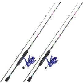 Sougayilang Fishing Rod Combo, 2-Piece Graphite & Fiberglass Spinning Rod with Anti-Reverse Spinning Fishing Reel (2Pack)