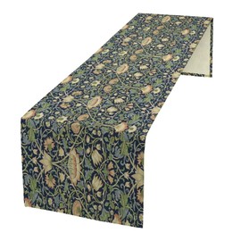 William Morris Flower Table Runner, Vintage Boho Style Tree Plant Pattern Dinner Runner for Home Kitchen Dining Table Decoration 13"x60"