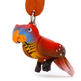 MONKIMAU Women's Leather Keyring Parrot Figure