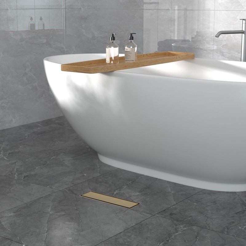 EBYTE Linear Shower Drain, 12 Inch Brushed Gold 304 Stainless
