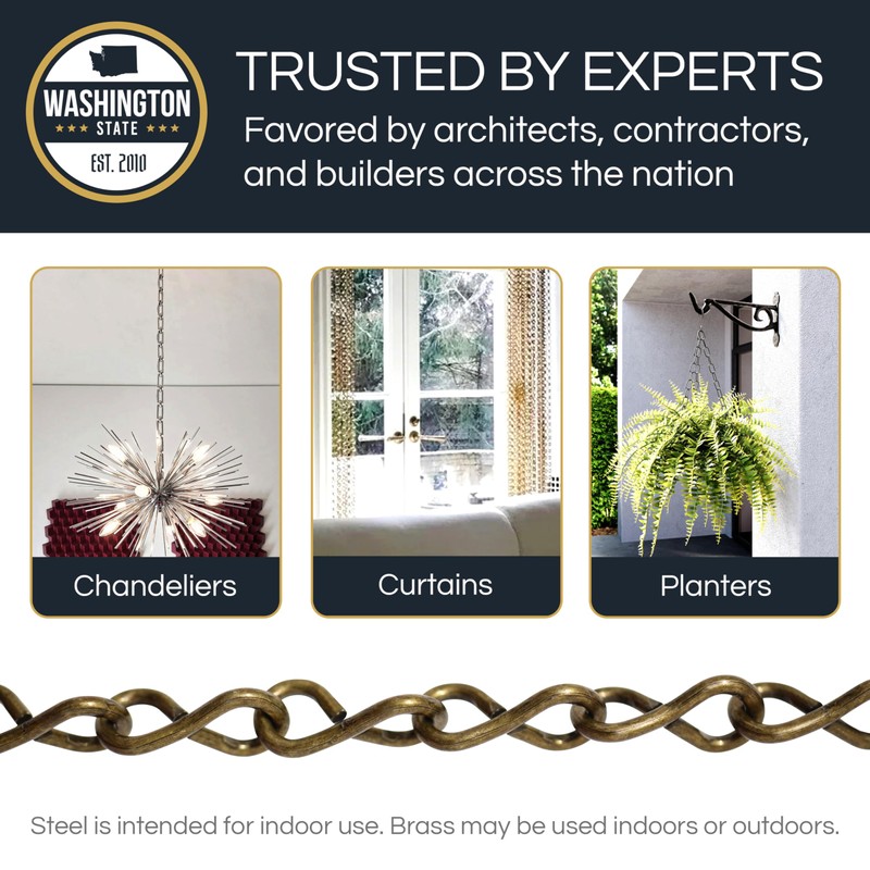 RCH Hardware CH-S50-16-AB-3 Steel Basket Chain, Antique Brass (3 Feet)