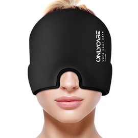 ONLYCARE Migraine Mask, Upgraded Migraine Cooling Mask, Sleep Mask, Cooling Cap, Cooling Hood, 360° Gel Surround Cooling Pads for Relieving Migraines, Headaches, Stress