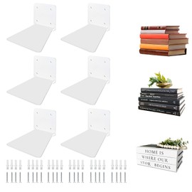 Atsgke Invisible Floating Bookshelf - Modern White Wall Mount Metal Shelves for Room, Bedroom Bookcase, Small Bookshelf with Minimalist Design, Sleek Storage for Books & Decoratives（6PCS）