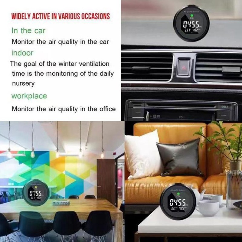 Air Quality Monitor Meter CO2 Temperature Humidity Detector Sound Light