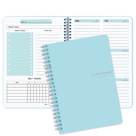Moseem Weekly Planner Notebook, Undated A5 Planner Notebook Daily Planner To Do List Diary,Weekly Goals Planner with Habit Tracker 52 Weeks Planning for College Work Adhd Planner(Blue)
