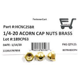 1/4-20 Acorn Cap Nuts Solid Brass (25 Pieces)