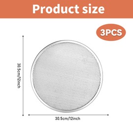 LCUHAVA 3PCS 12In Aluminum Pizza Screen Trays for Oven Non Stick Pizza Oven Tray Orbicular, Fast Thermal Conductivity and Even Heating, for Use in Family Restaurant Kitchens