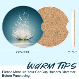 SAYOUZ Cup Holder Coasters Magic Lotus Flower on Water Car Coasters for Cup Holder,2Pcs Universal Anti Slip Car Coaster with Finger Notch and Cork Base Removable Auto Accessories for Woman