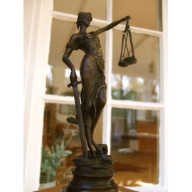 Antikas - Sculpture Justitia Bronze Figure Roman Goddess Woman with Scales