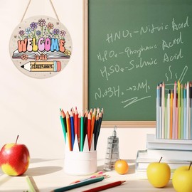 Celestdeco 3D Classroom Door Wreath,Welcome to Our Classroom Sign,Teacher Door Sign,Welcome Back to School Decor Pencil Book,First Day of School Wall Decoration for Kindergarten Preschool Playroom