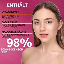 Snail Slime Face Serum 98% Moisturising and Anti-Wrinkle with Hyaluronic Acid, Salicylic Acid and Lactobionic Acid, Skin Care Serum for Men or Women 100 ml BELL'ITALIABIO