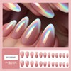 Pink Press on Nails Almond Laser Fake Nails Medium Gradient