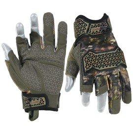 HANDLANDY Fingerless Framer Work Gloves for Men, Utility Grip Paded Gloves for Shooting, Hunting, Driving (Camouflage, M)