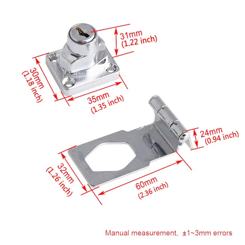Zinc Alloy 90 Degrees Keyed Hasp Lock Twist Knob Keyed