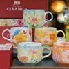母の日プレゼント 化粧箱付きマグカップ 高級 手描き 手作りレーリフ 手書き 絵付けカップ 丸型 520ml (010)