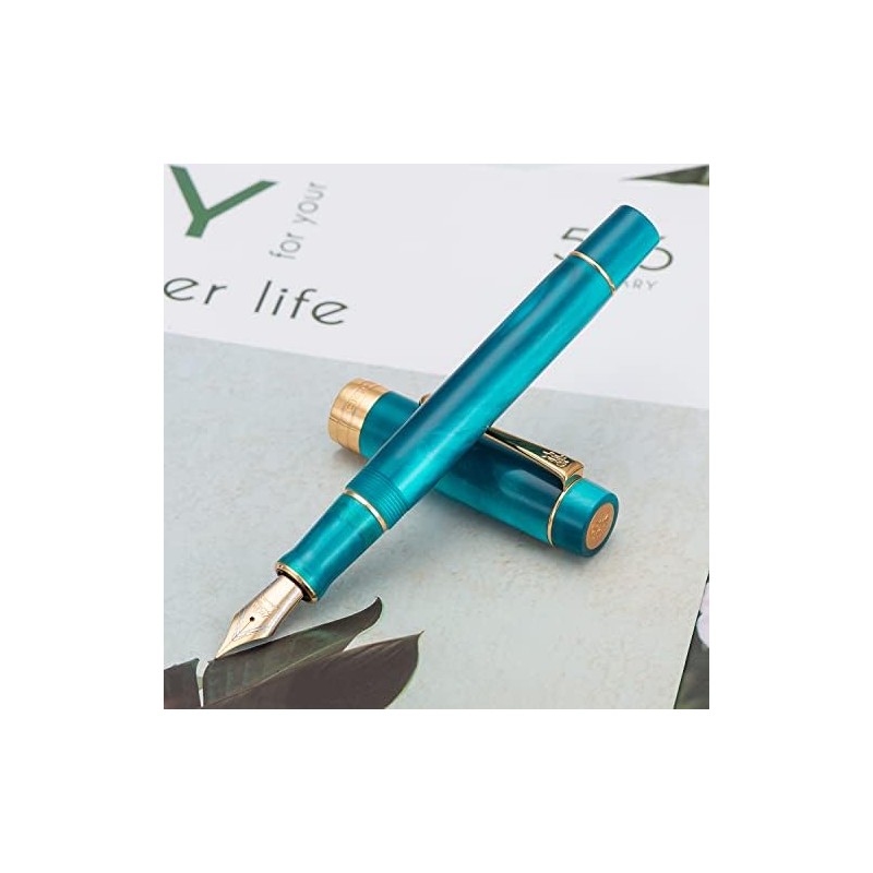 Jinhao 100 Pluma estilográfica estilo clásico azul pavo real, acrílico,