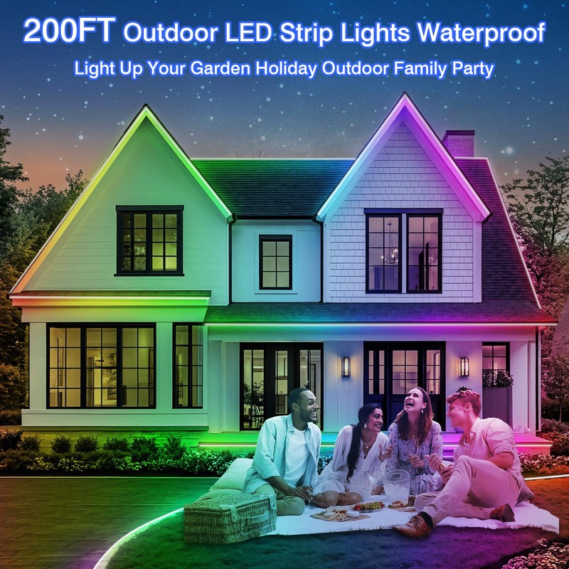 zoegi 200ft Outdoor LED Strip Lights Waterproof,Music Sync RGB IP68