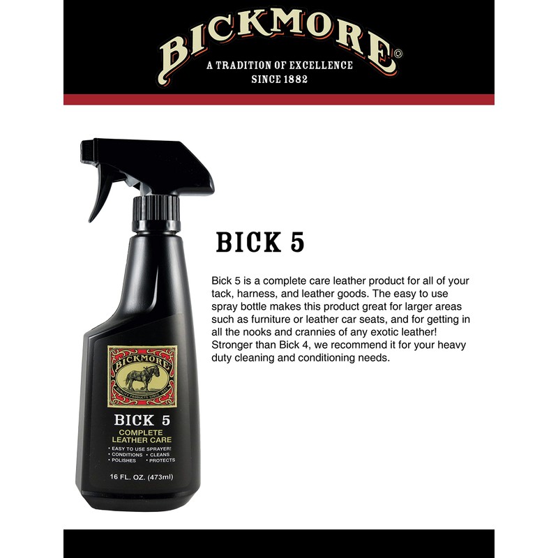 Bick 5 Leather Cleaner Conditioner Spray 16 fl oz, For