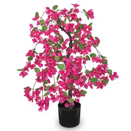 Briful Artificial Bougainvillea Plant in Black Pot 29.5" Tall Faux Silk Bougainvillea Floral Tree Tropical Fake Bougainvillea Tree for Home Office Room Garden Balcony Décor(Pink)