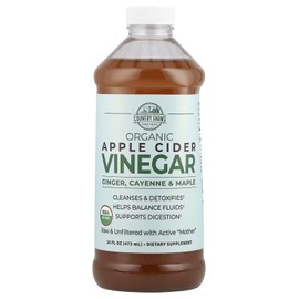 Country Farms Organic Apple Cider Vinegar Tonic, Cleanses and Detoxifies, Helps Balance Fluids, Supports Digestion, With The “Mother”, Ginger Cayenne & Maple, 16 Fl. Oz.