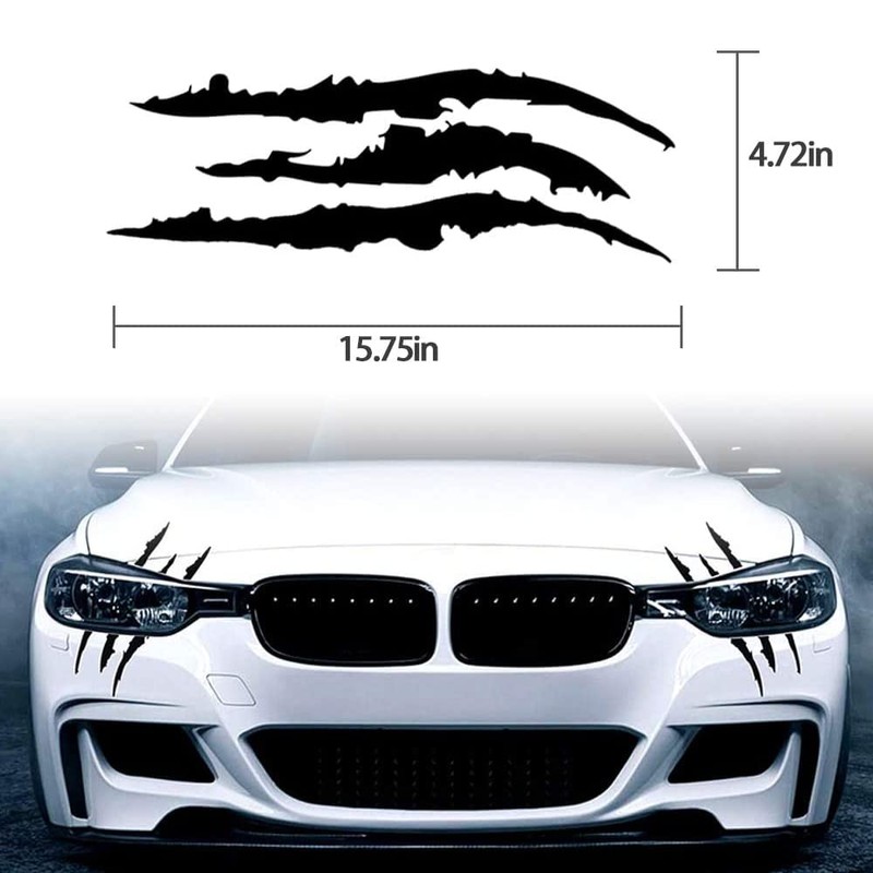 2PCS Claw Marks Decal Sticker Waterproof Headlight Decal Vinyl Sticker