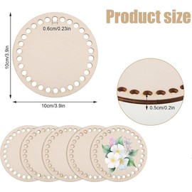 Round Wooden Basket Bottom, 6Pcs Circle Shape Wooden Basket Bottom, Round Blank Crochet Knitting Wood Base,Circle Blank Crochet Basket Wood Base for DIY Basket Making, 4 inch