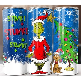 Slide Lock Stink Stunk Stank 20oz Christmas Tumbler Travel Mug Stainless Steel Cup Straw