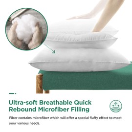 Acanva Square Premium Throw Pillow Inserts with Microfiber Filled, Lumbar Support Decorative Stuffer for Sofa Bed Couch & Chairs, 12x20(4 Count), White