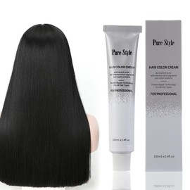 PureStyle 100ml Professional Permanent Hair Color Dye Cream Ammonia Free, Long Lasting Jet Black Color, 100% Gray Coverage, Natural Shine, For All Hair Types Easy At Home Application (22/0 Black)