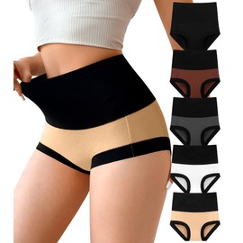 Annenmy Women's Underwear Cotton Tummy Control Postpartum C Section Panties Soft Ladies Super High Waisted Briefs 5 Pack XXL