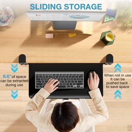 YOMT Adjustable Keyboard Tray Under Desk, Pull-Out Computer Keyboard Drawer with C-Clamp, 20” (24.2” Including Clamps) x 13” Slide-Out Platform Computer Drawer for Typing, Black