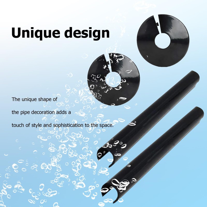 NAYAGOGO 4 pcs Radiator Pipe Covers & Collars, Black Radiator