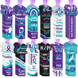 Kosiz 120 Pcs World Suicide Prevention Day Bookmarks Gifts Bulk Teal Ribbon Bookmarks Hope Rainbow Butterfly Inspirational Gifts Book Markers for Women Men Book Lovers Suicide Prevention Supplies
