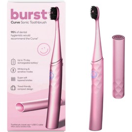 Burst Curve Sonic Electric Toothbrush for Adults (Blush Pink) | Slim Travel Brush with Cover | Ultra Soft Bristles | Up to 2 Month Rechargeable Battery | Two Modes & Timer